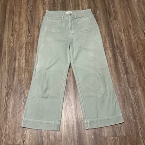 Marine Layer Bridget Wide Leg Pants Women's 10 Patch Pocket in Mint Green Wash